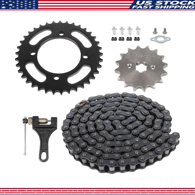 428 Chain 37 Tooth Rear Sprocket 76mm Front 16 Tooth 17mm Chain Breaker Chinese