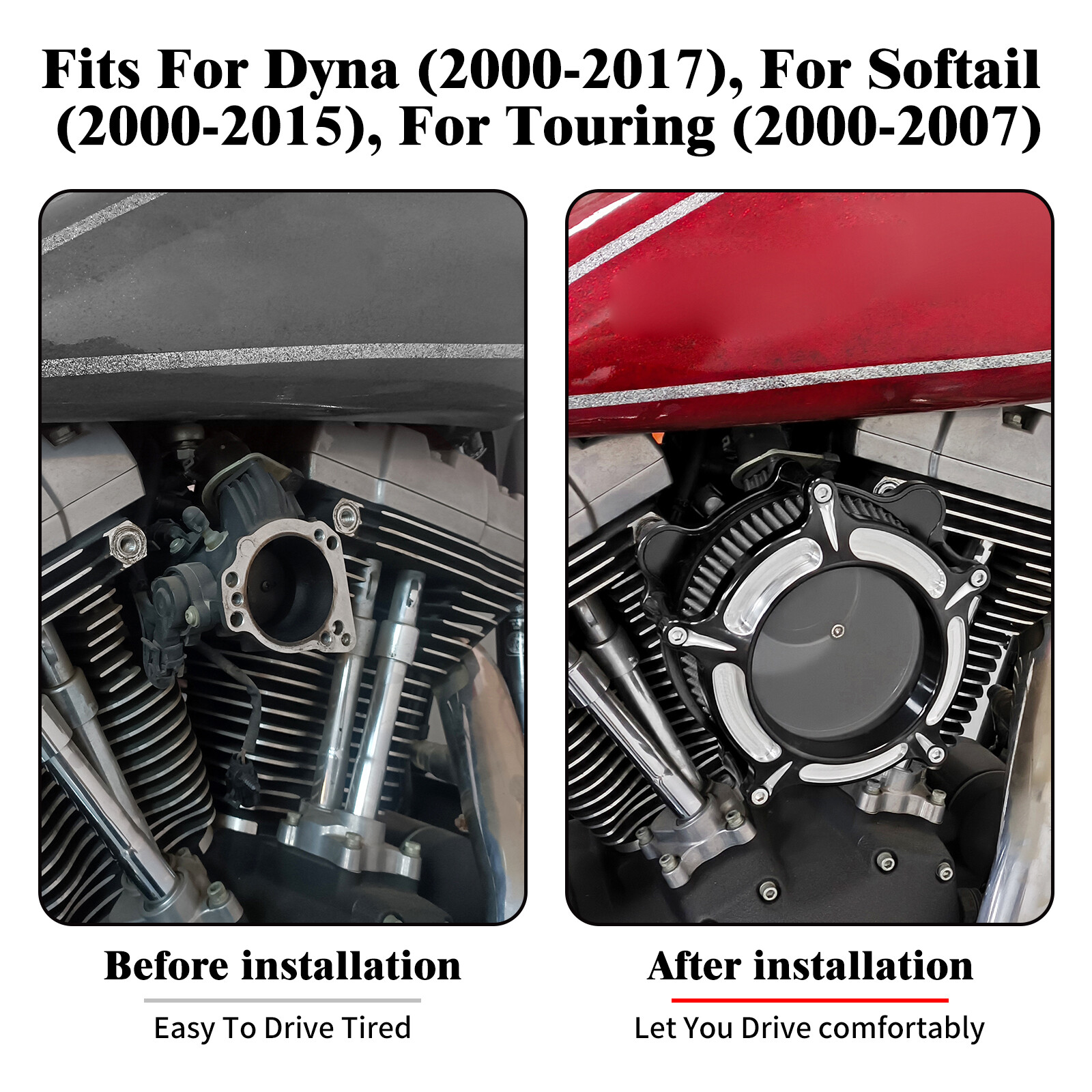 Clear Air Filter Cleaner Grey Intake For Harley Dyna Super Wide Glide 2000-17