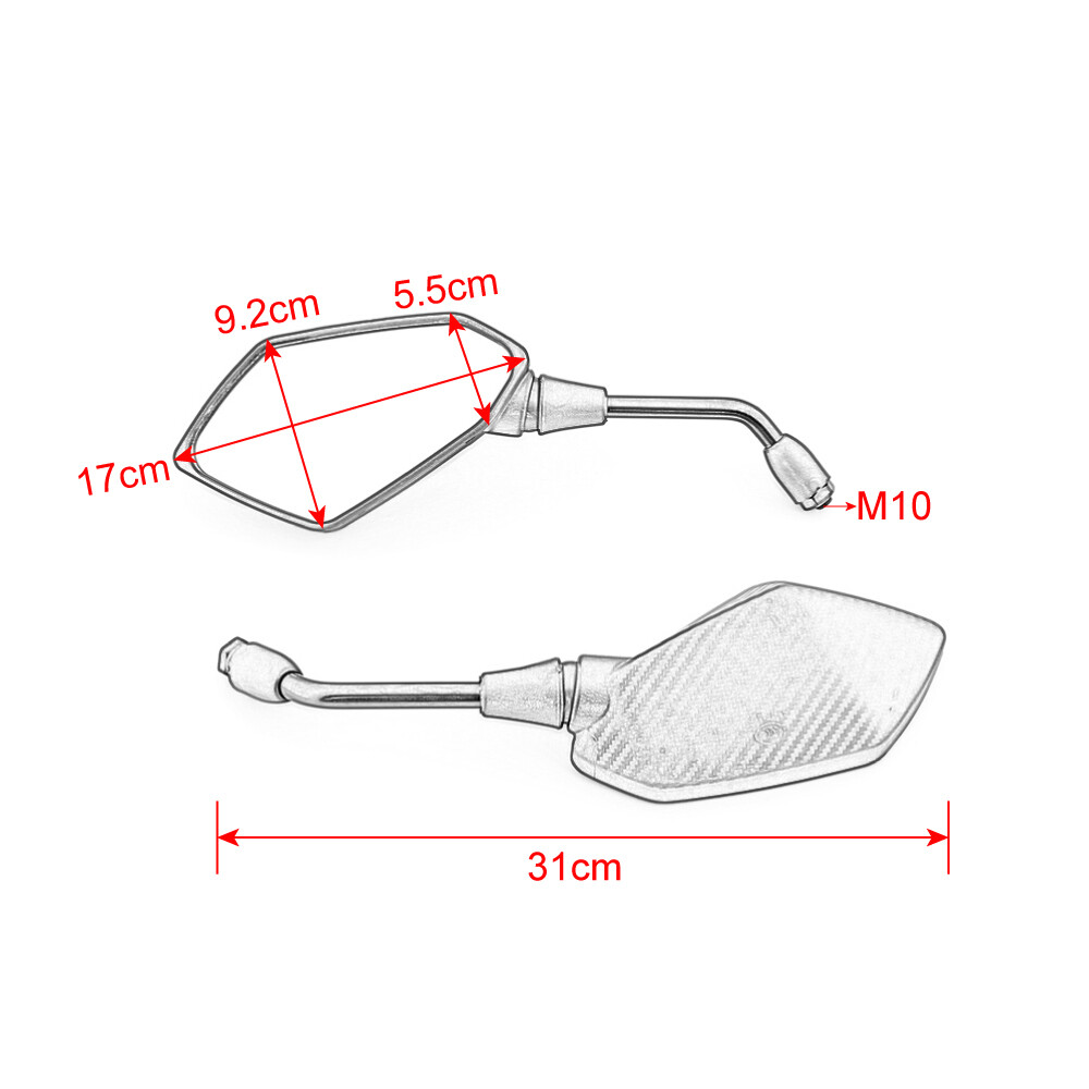 Motorcycle 8mm 10mm Clockwise Electromobile Side Convex Mirror Rearview Mirrors