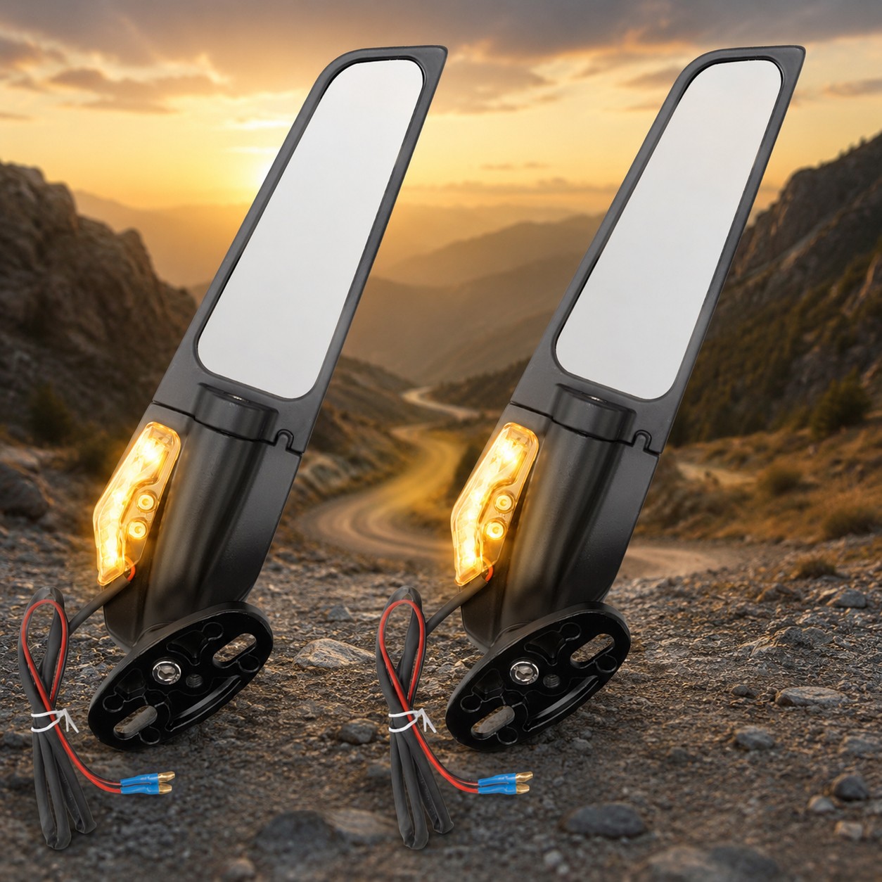 Rearview Wing Mirrors w/ LED Turn Signal Light for Honda CBR1000RR CBR600R 250R