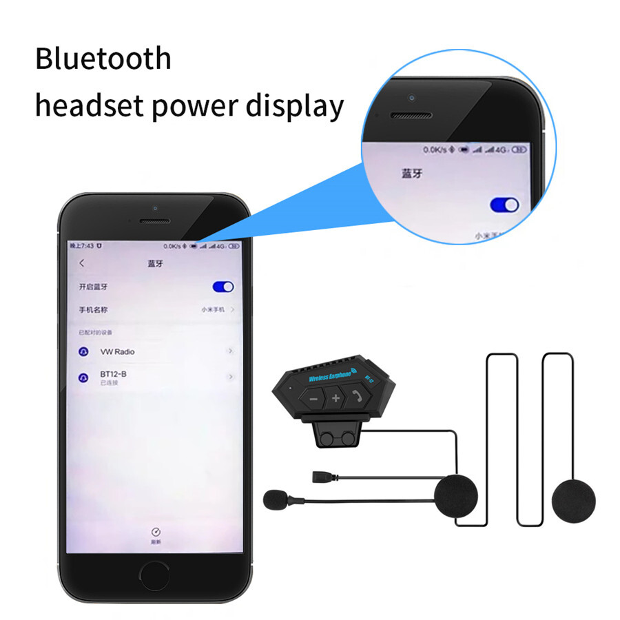 Rechargeable Motorcycle Wireless Bluetooth 5.0 Helmet Headset Headphone Speaker