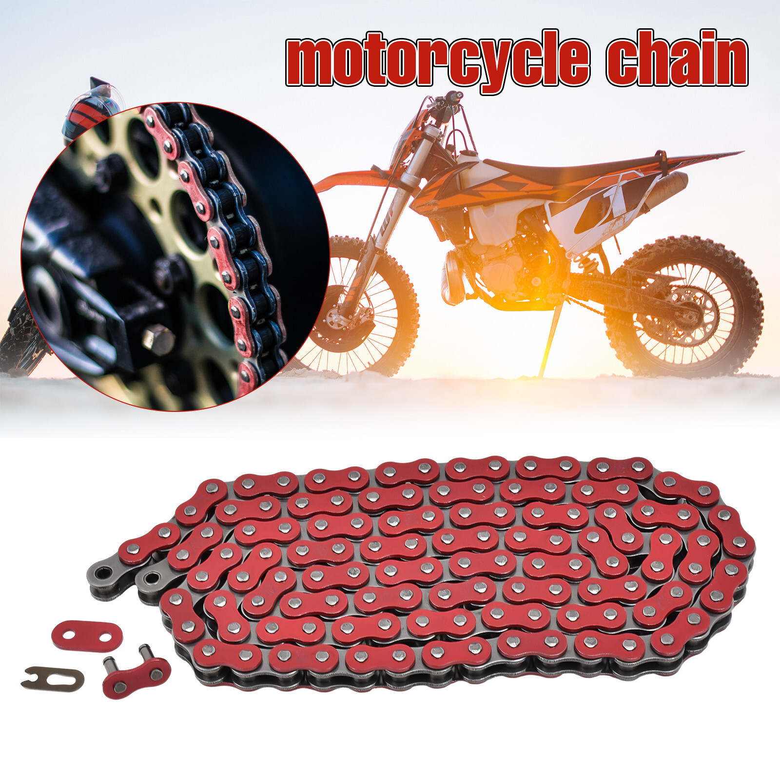 520 Red Non O-ring Drive Chain 120 Links for motorcycle ATV Tensile 8200