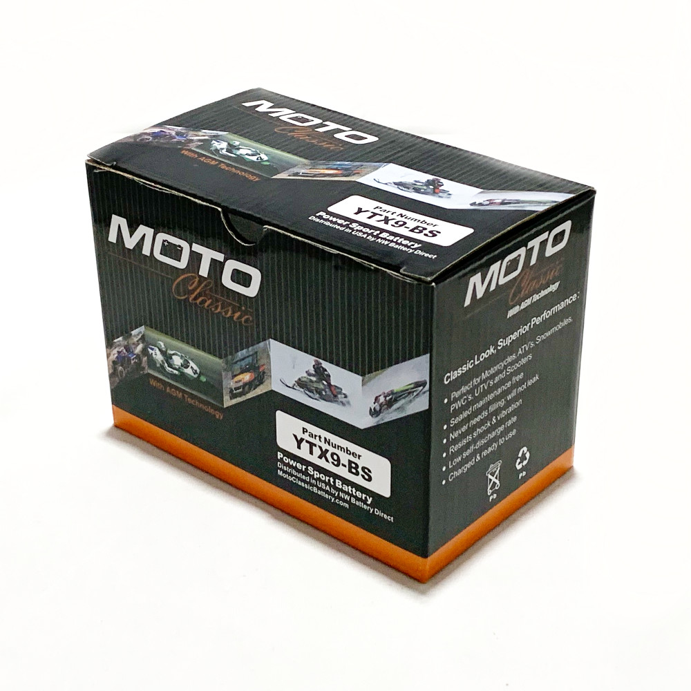 Moto Classic YTX9 12V 10Ah Sealed AGM 190CCA 30 Mo. Warranty Motorcycle Battery