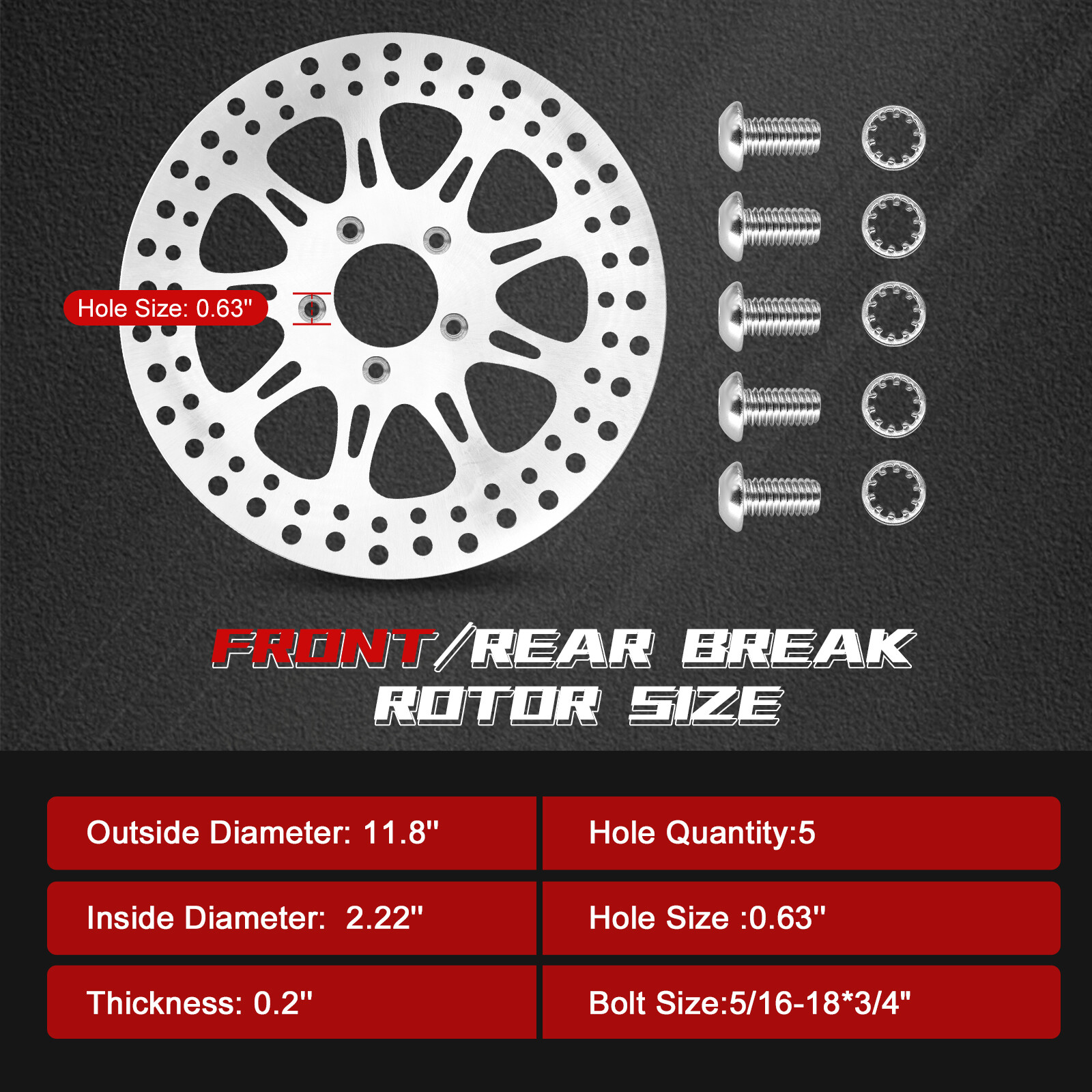 11.8″ Front Brake Rotors Bolts for Harley Touring Bagger Road King Street Glide