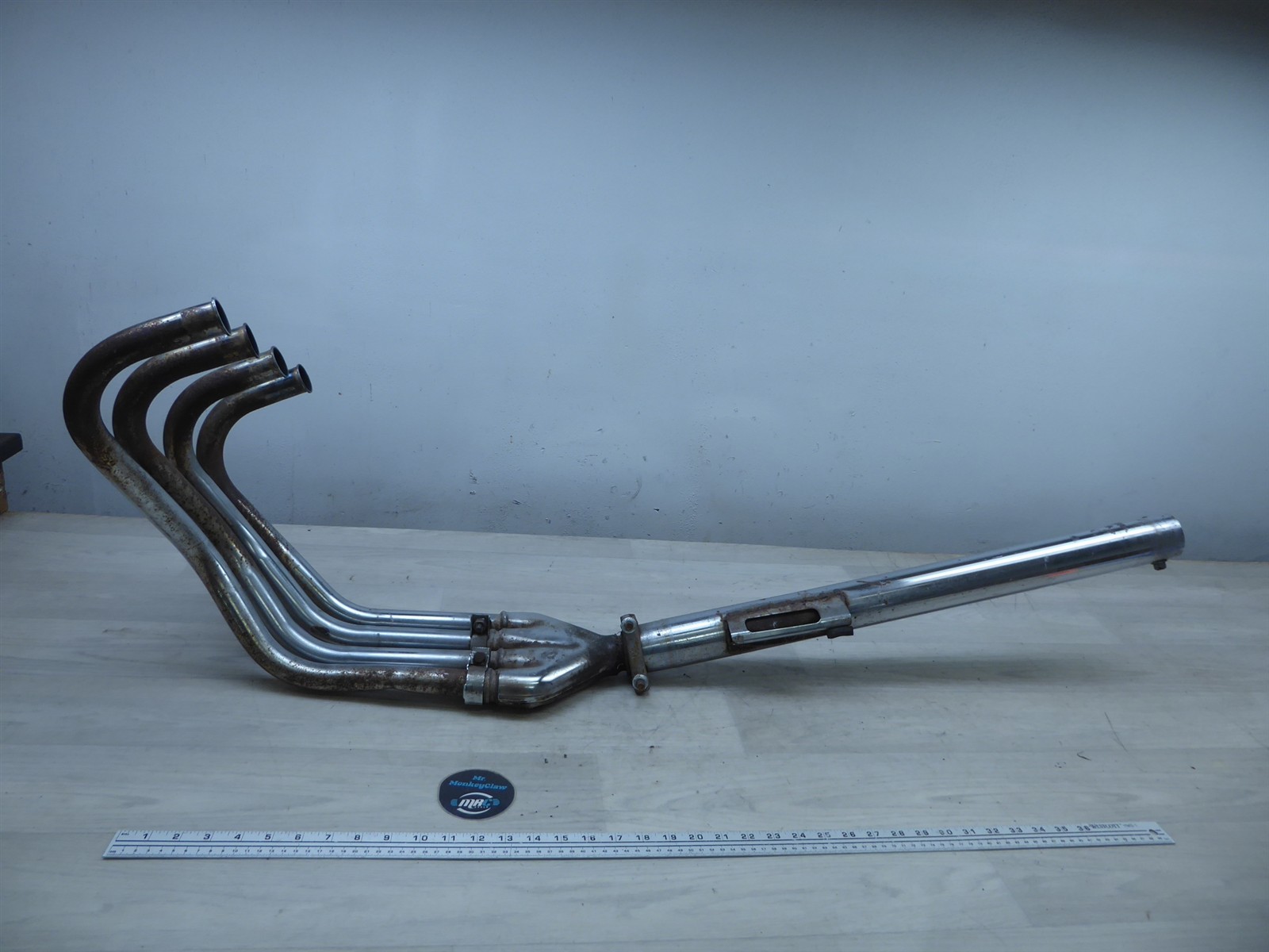 1975 Honda CB400F Four H21003. OEM 4-1 exhaust headers w/muffler