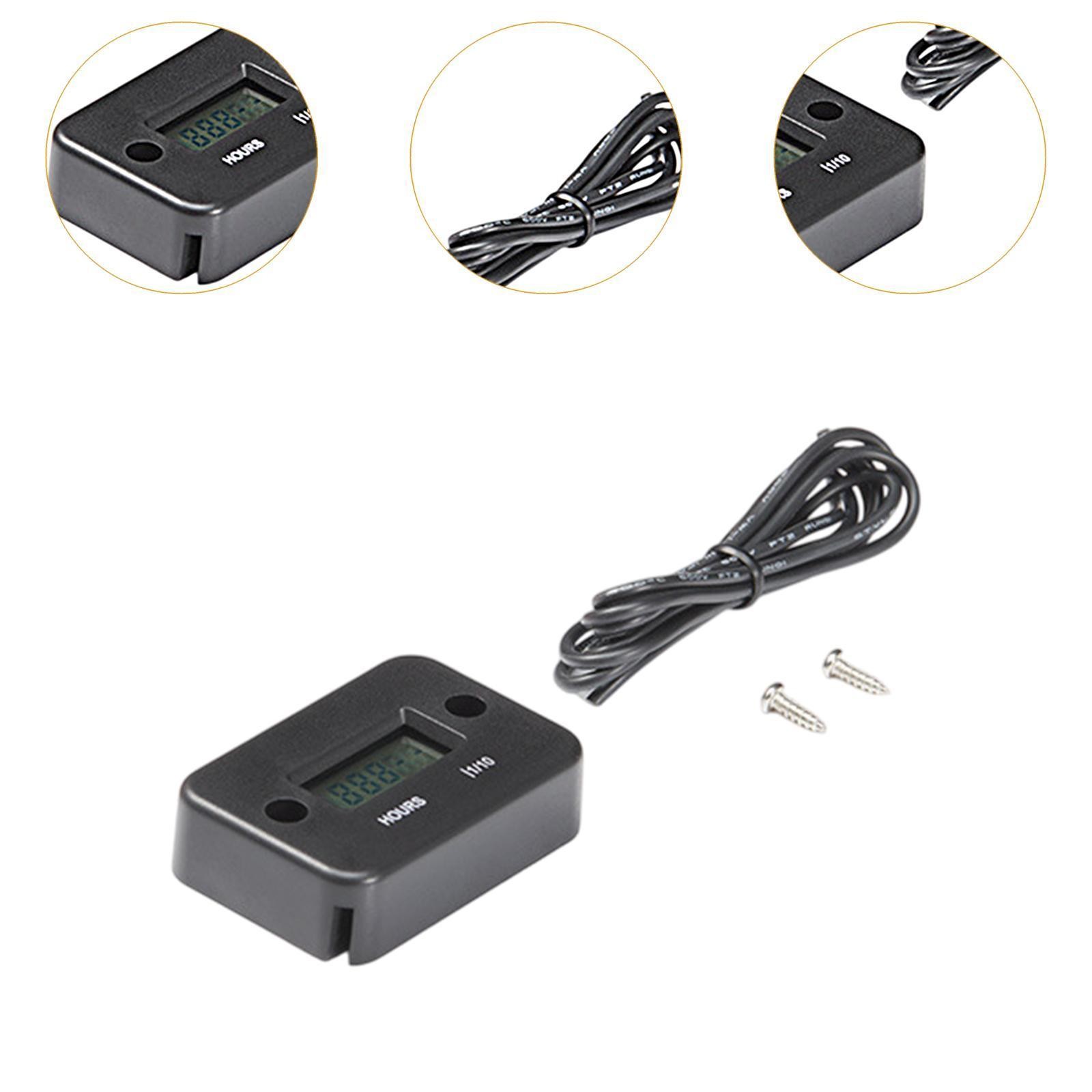 Motorcycle Hour Meter IP68 Waterproof Digital Easy Installation Portable Small