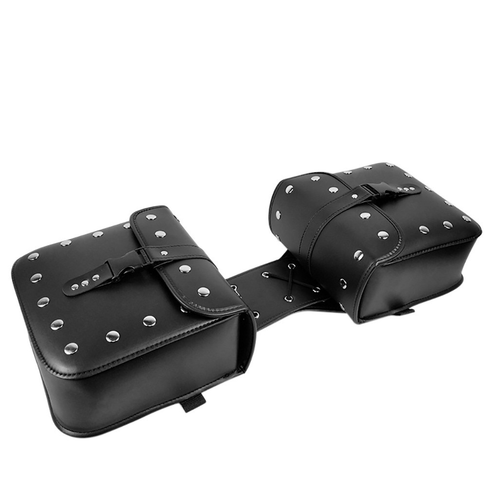 Universal Motorcycle Saddlebags Large Capacity PU Leather Side Saddle Bags Black