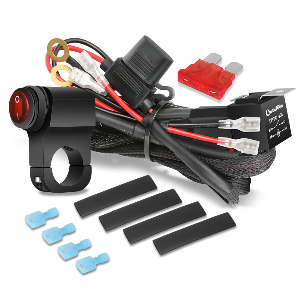2x 80W LED Spot Light Auxiliary Headlight Driving Fog Lamp Motorcycle Wiring Kit