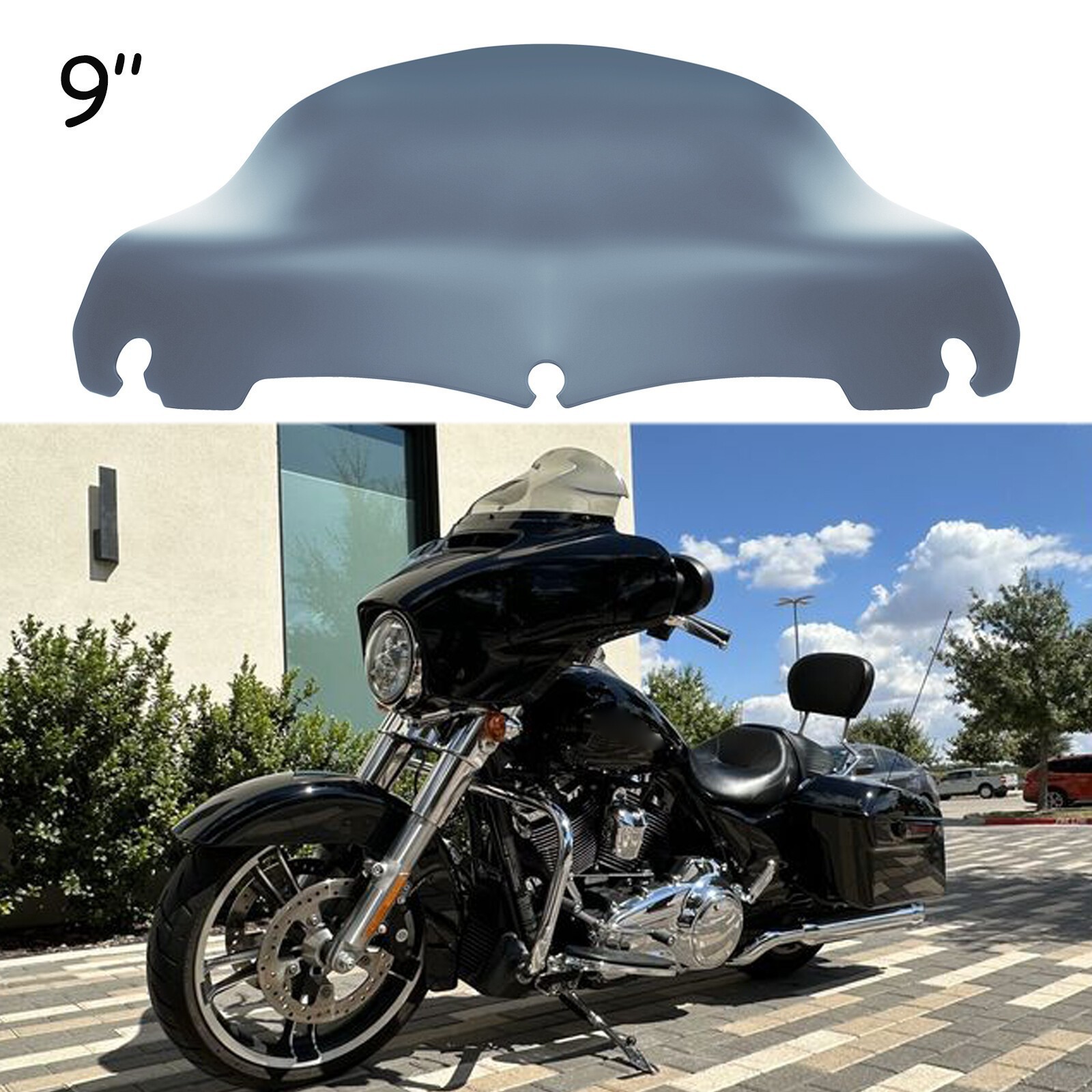 9″-Smoke-Wave Windshield Windscreen For Harley Davidson Street Glide 2014-2024