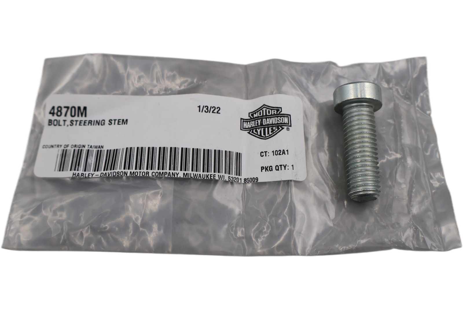 4870M NEW OEM HARLEY-DAVIDSON BOLT STEERING STEM M12 X 1.75X 30 M8 4870M