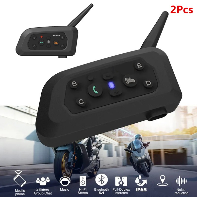 Motorcycle Helmet Bluetooth Headset Intercom Interphone Communicator Waterproof