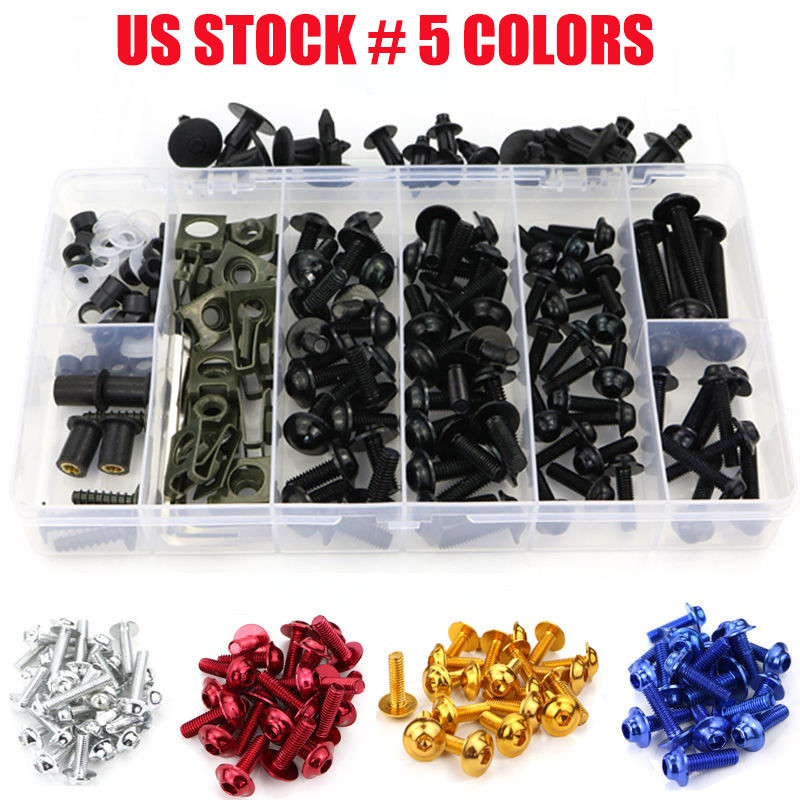 Multi-color CNC Motorcycle Complete Fairing Bolts Kit Bodywork Screws Nuts Black