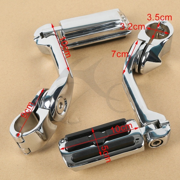 Chrome 1.25″ 32mm Long Angled Adjustable Highway Foot Pegs Peg Mount For Harley