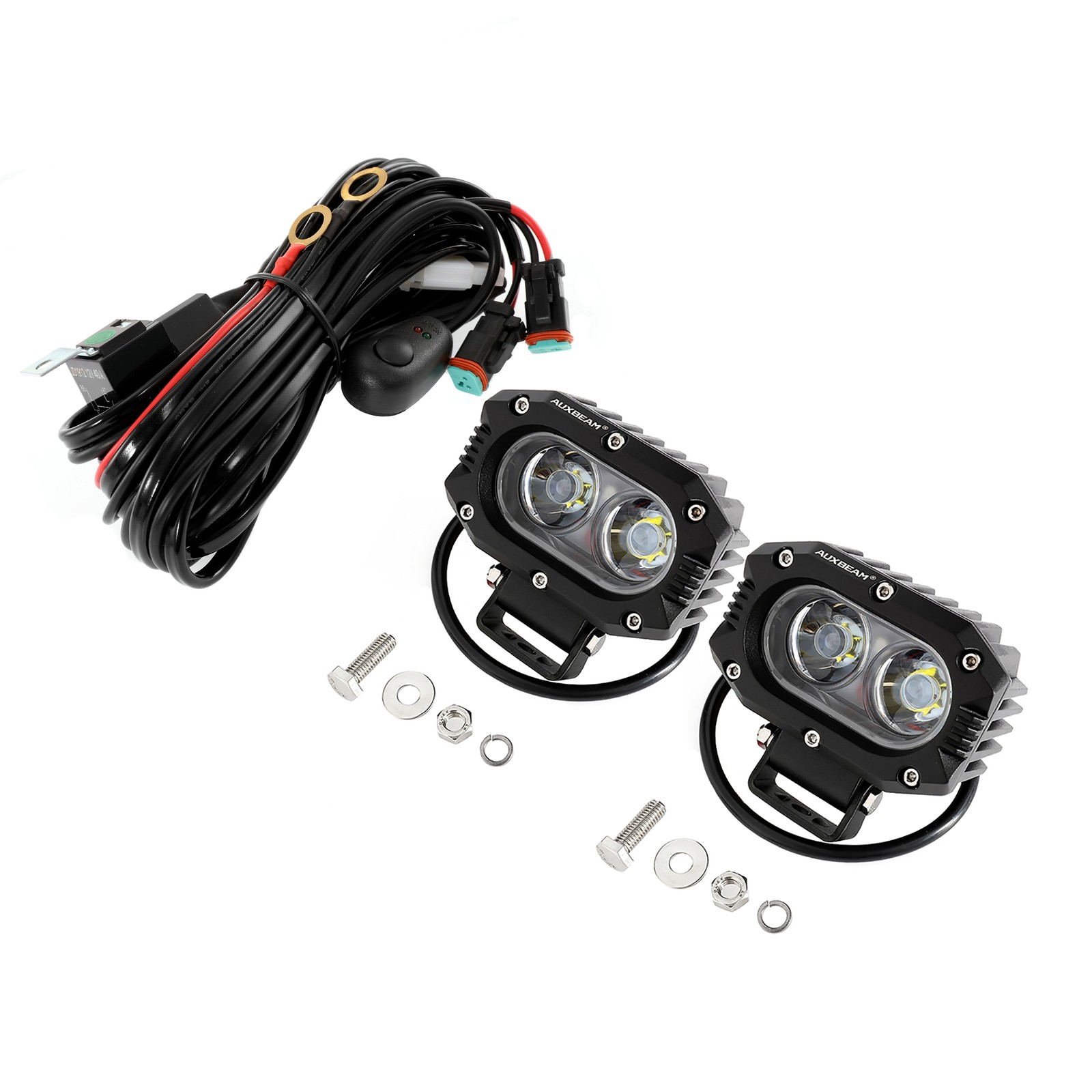2pcs AUXBEAM Motorcycle 4″ LED Driving Light Work Light Pods Fog Lamp for Harley