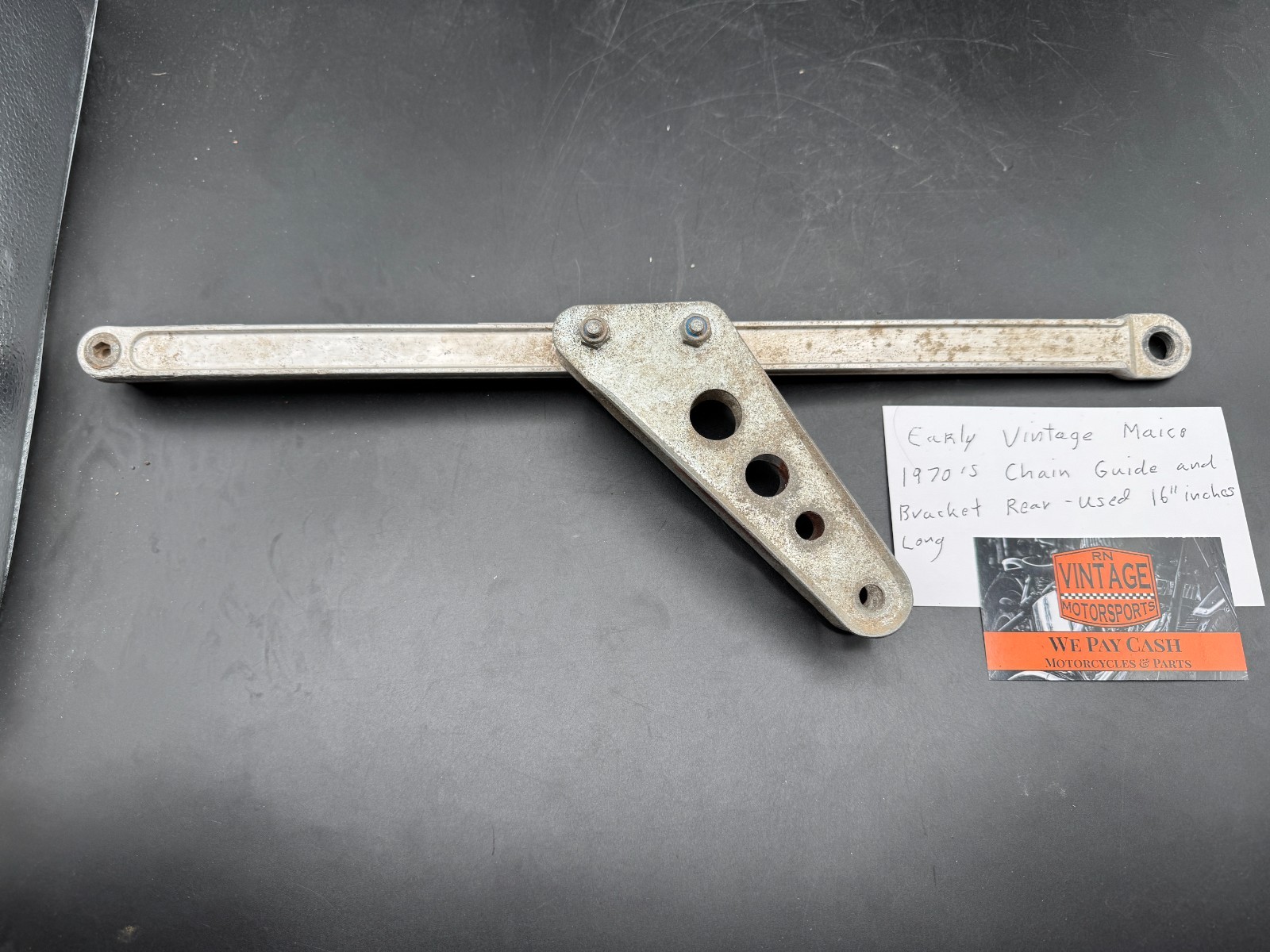 Vintage Maico Early 1070’s Rear Chain Guide and Bracket 16″ inches Long Used