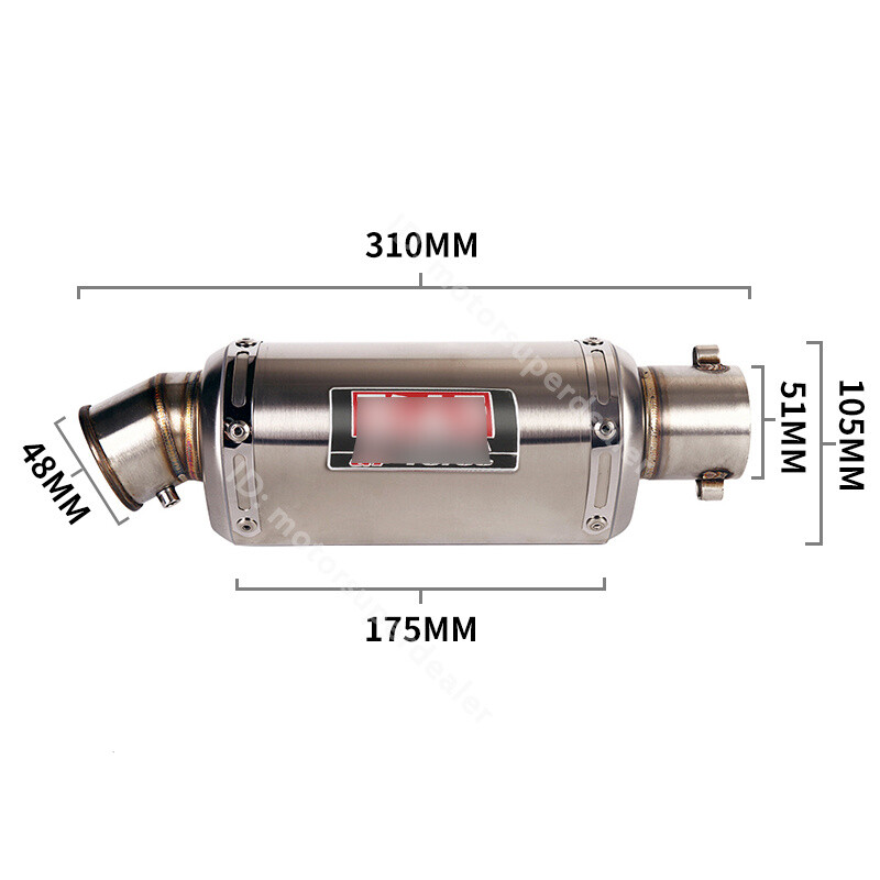 51mm Motorcycle Exhaust Tips Muffler Tail Pipe Long with DB Killer 310/370/440mm