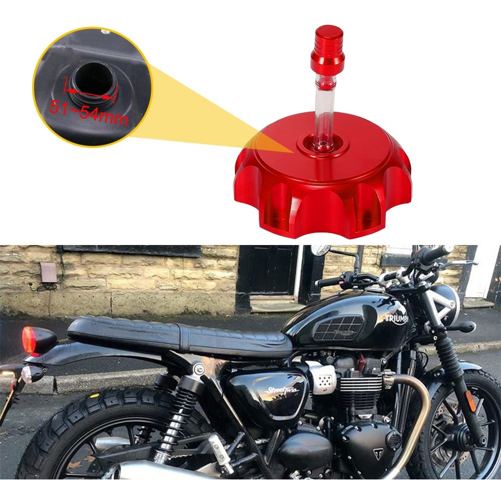 1x Red Fuel Gas Tank Motorcycle Cap Cover For 51-54mm Car Auto Replacement Parts