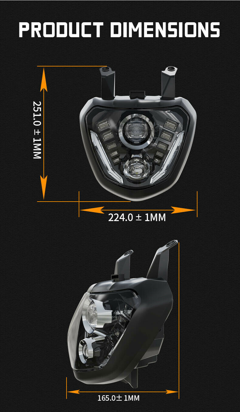 LED Headlight Halo DRL High/Low Beam For Yamaha MT 07 FZ 07 MT07 FZ07 Motorcycle