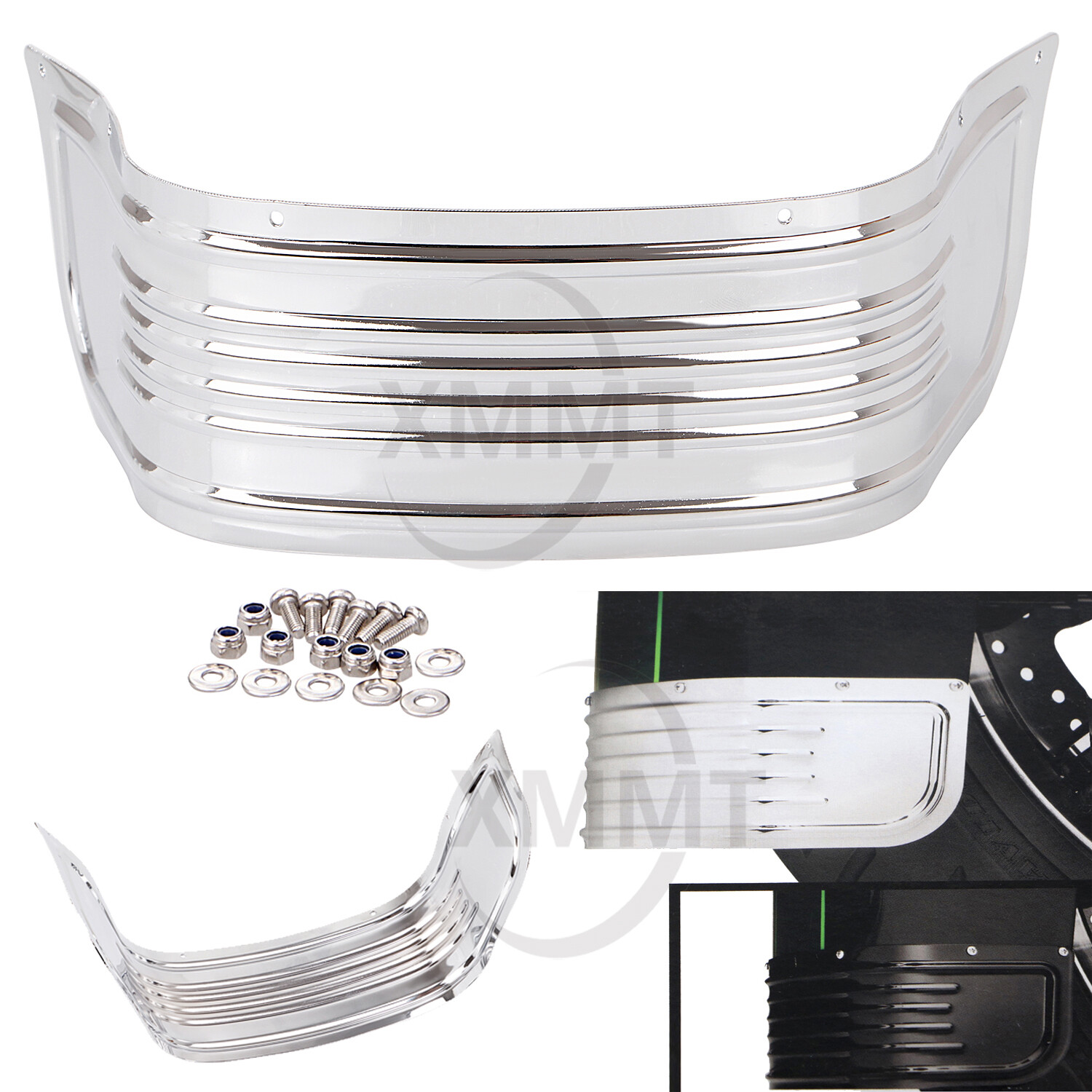 Chrome STEEL FRONT FENDER RIBBED SKIRT Fit For Harley Touring softail 1980-2013