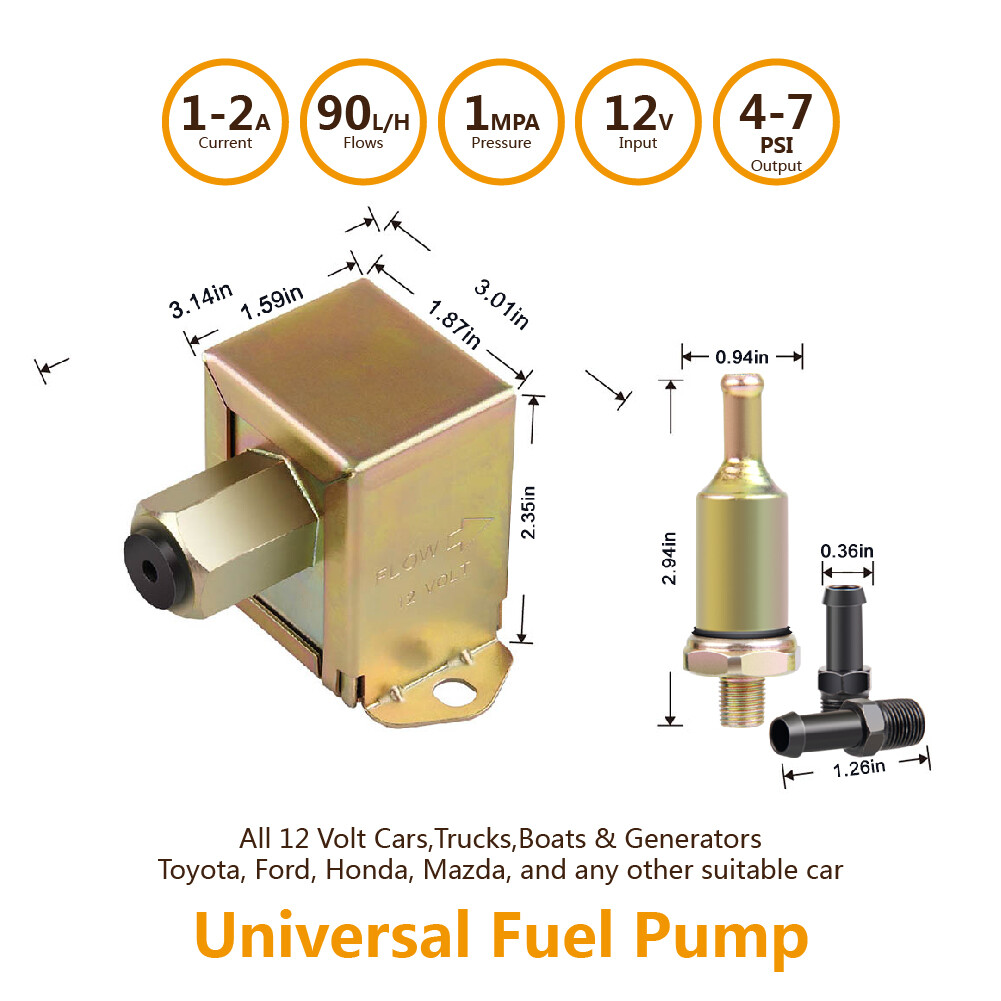 Hot 12V Universal Low Pressure Gas Oil Electric Petrol Diesel Fuel Pump 4-7psi