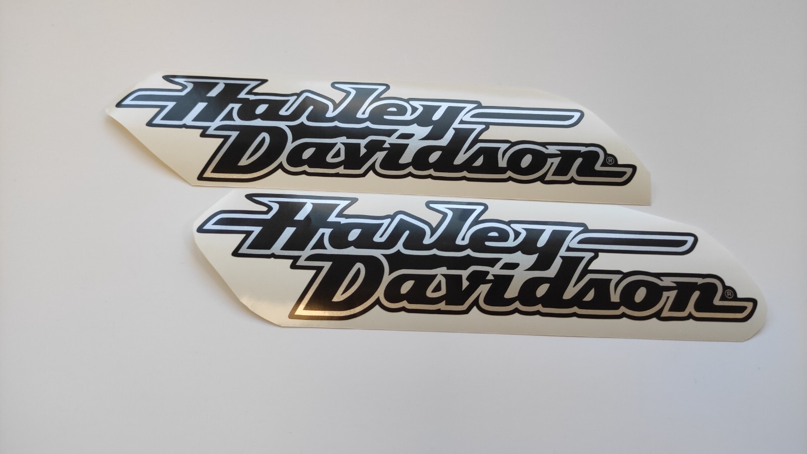 Harley davidson silver black tank decal sticker kit 10×2,4″ inches; 25,4×6 cm