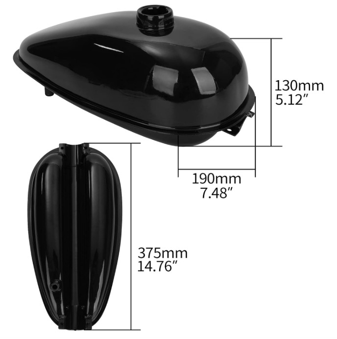 4L 1.06 Gallon Mini Bike Gas Tank Fuel Tank with Cap & Spark Plug & Petcock & Fu