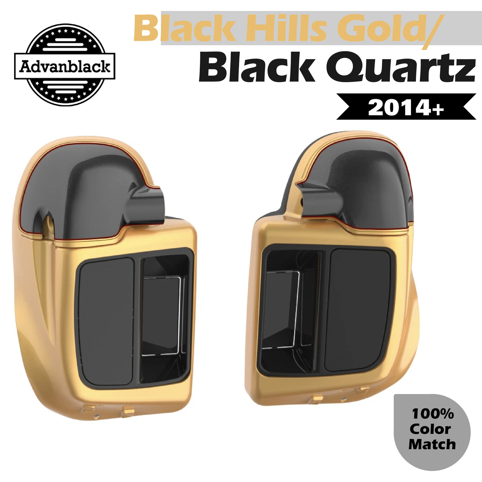Black Hills Gold & Black Quartz 2-Tone Lower Fairings For 2014+ Harley Touring