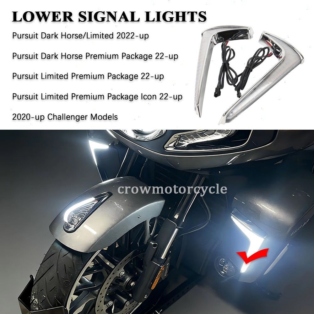LED Turn Signal Lower Fairing Light For Indian Pursuit Dark Horse Challenger 20+
