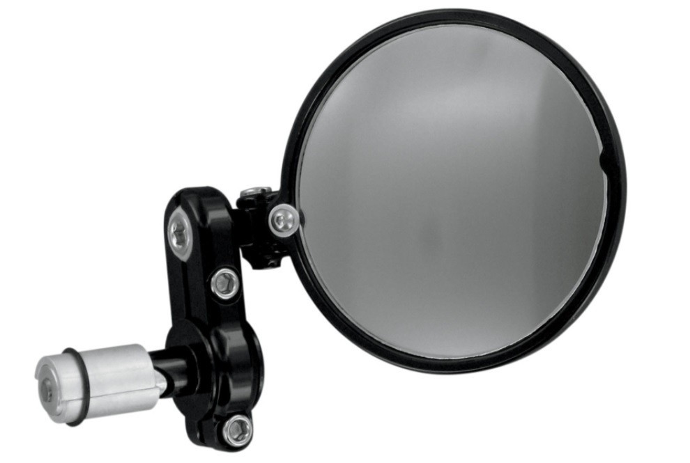 PSR 00-00200-22 Cafe Racer Style 3″ Round Folding Bar End Mirror, BLACK