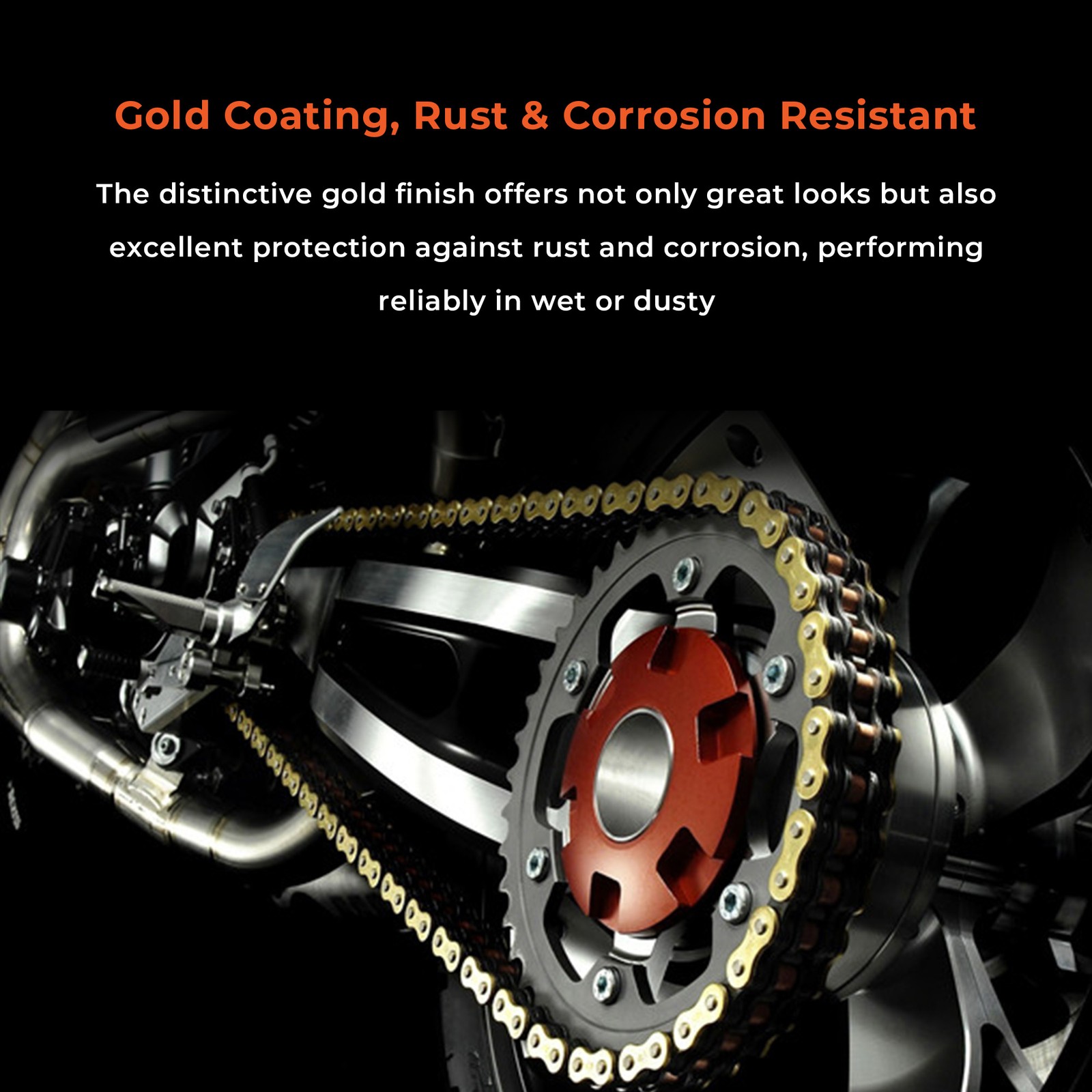 ATV Motorcycle 525 Pitch 120 Links With O-Ring Drive Chain Gold Color 525-120
