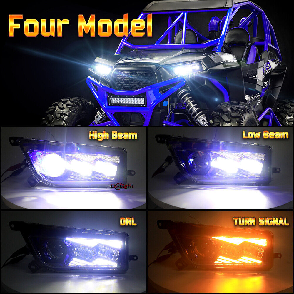 2pcs Blue Halo Auto ATV Accessories LED Headlights for Polaris RZR 900 XP 1000
