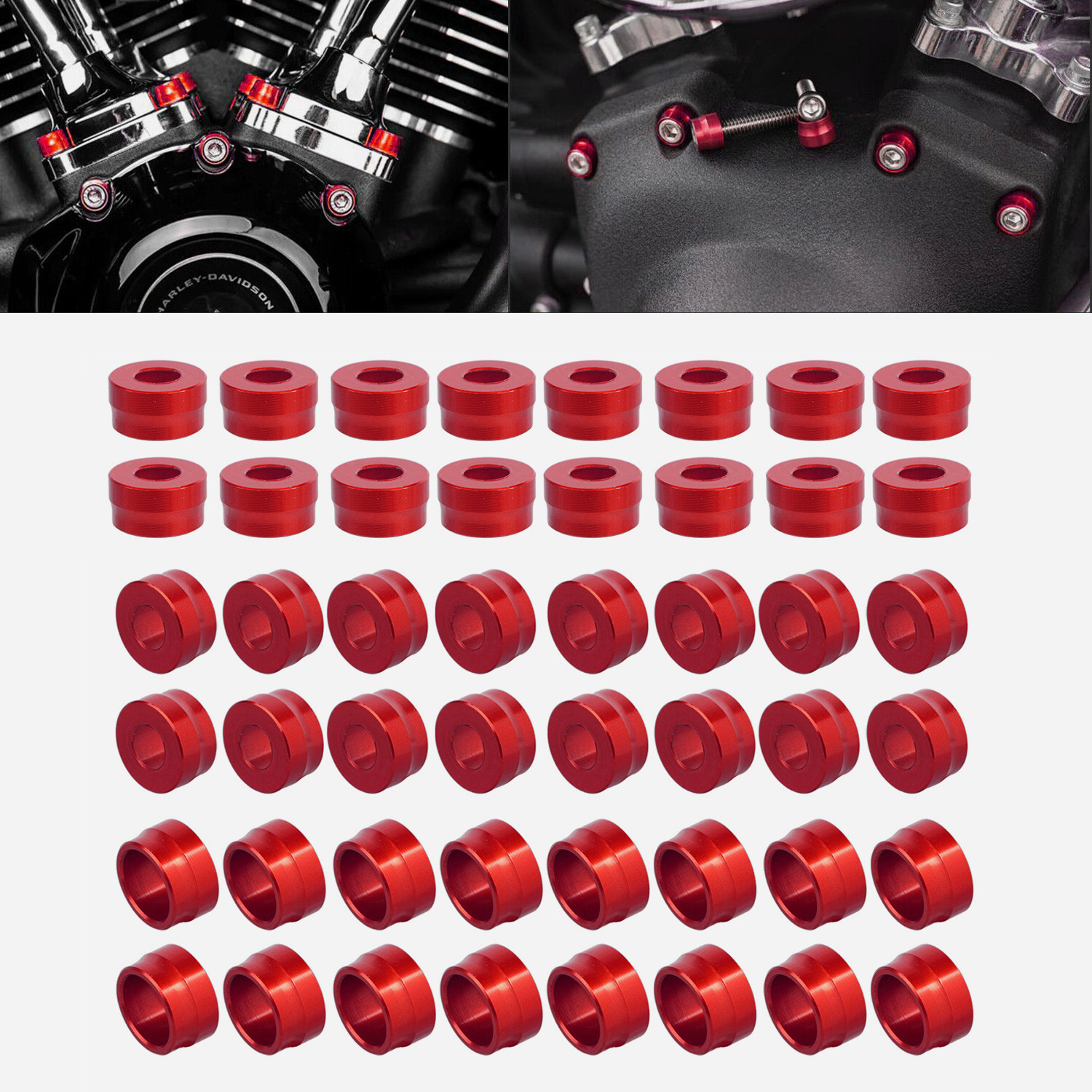 48X Red Engine Bolt Cover Caps For Harley Touring Electra Road Street Glide FLHX