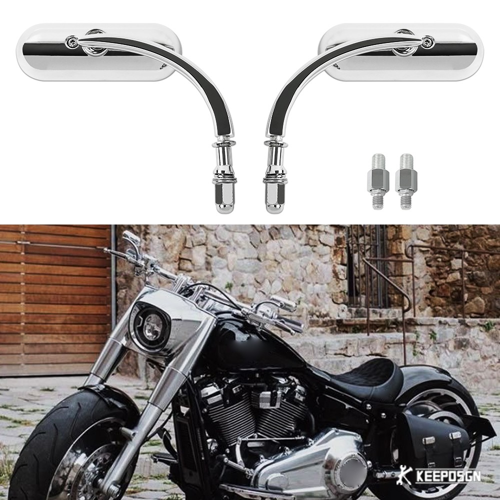 Pair Convex Side Mirrors Mini Rearview Chrome For Harley Fatboy FLFB/S 114 117