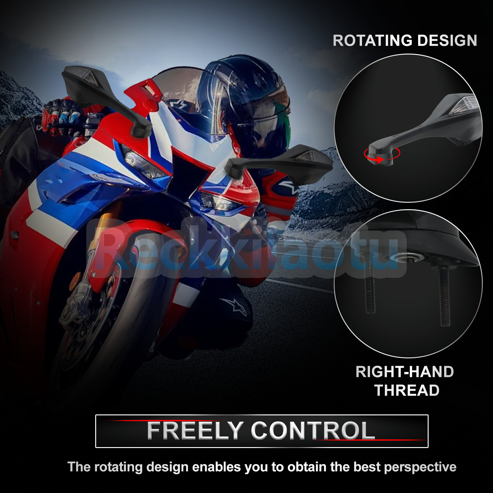 1 Pair of RearView Mirrors LED Turn Signals Fit For Honda CBR1000RR 2017-2024 US