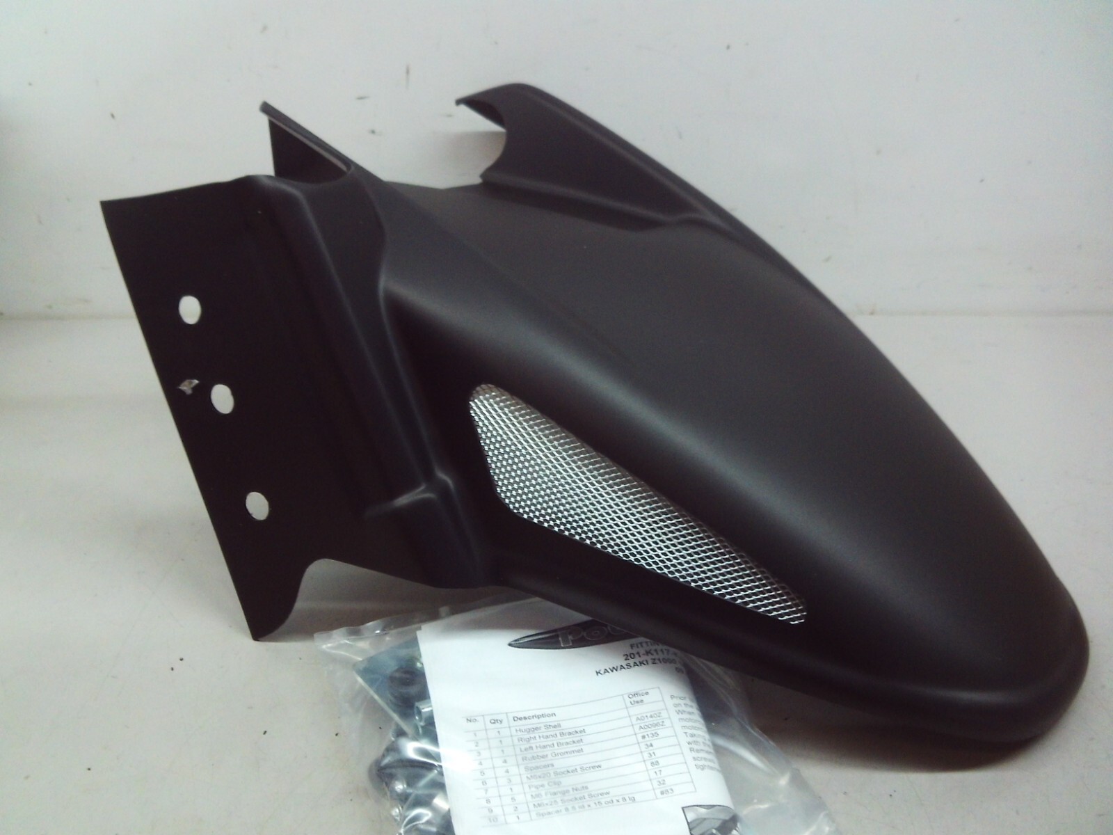 Hugger Rear Fender Mud Guard K117 Kawasaki Z1000 2014 – 2018 Z1000SX Matt Black
