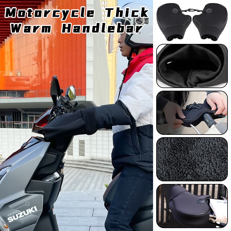 Motorcycle Thick Warm Handlebar Winter Muff Waterproof Scooter Grip Handle Bar.