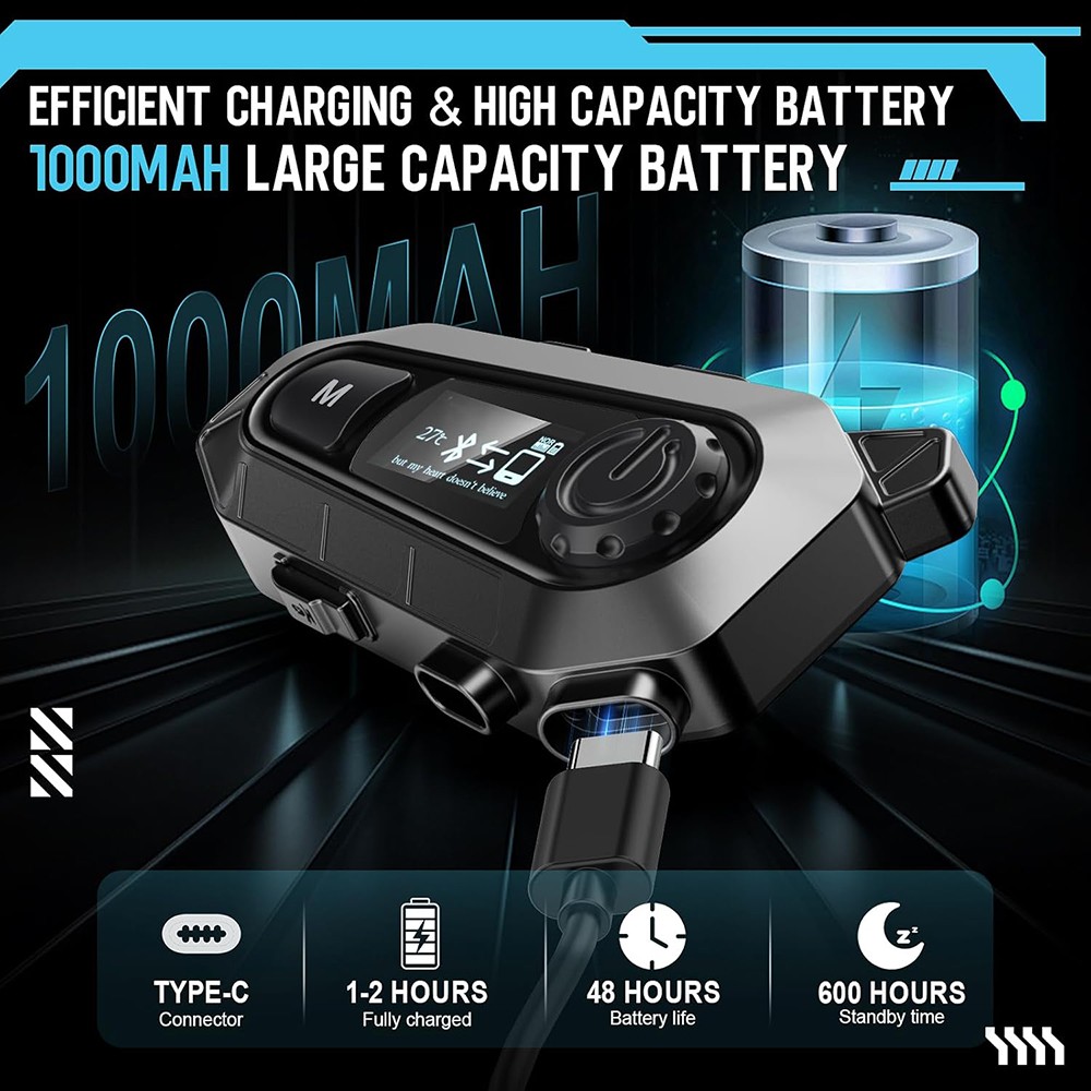 Bluetooth Motorcycle Helmet Intercom Wireless Motorbike Waterproof Headphone NEW