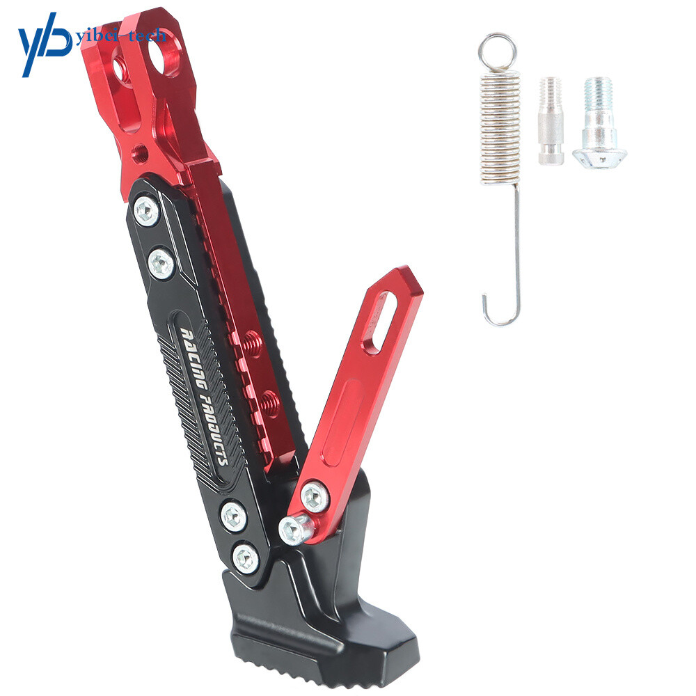 Red Adjustable Motorcycle CNC Aluminum Alloy Kickstand Foot Side Support Stand