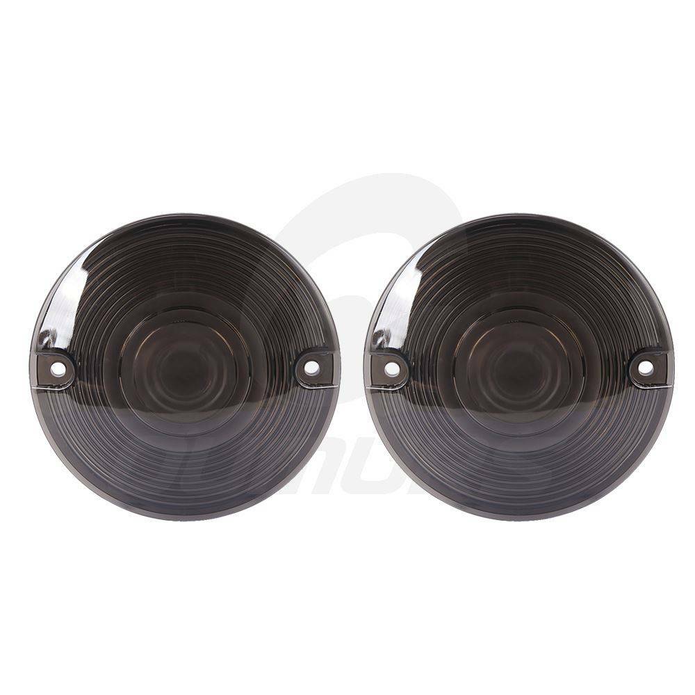 2Pcs Smoked Lens Turn Signal Light Flat Lens Covers For Harley Road King Glide