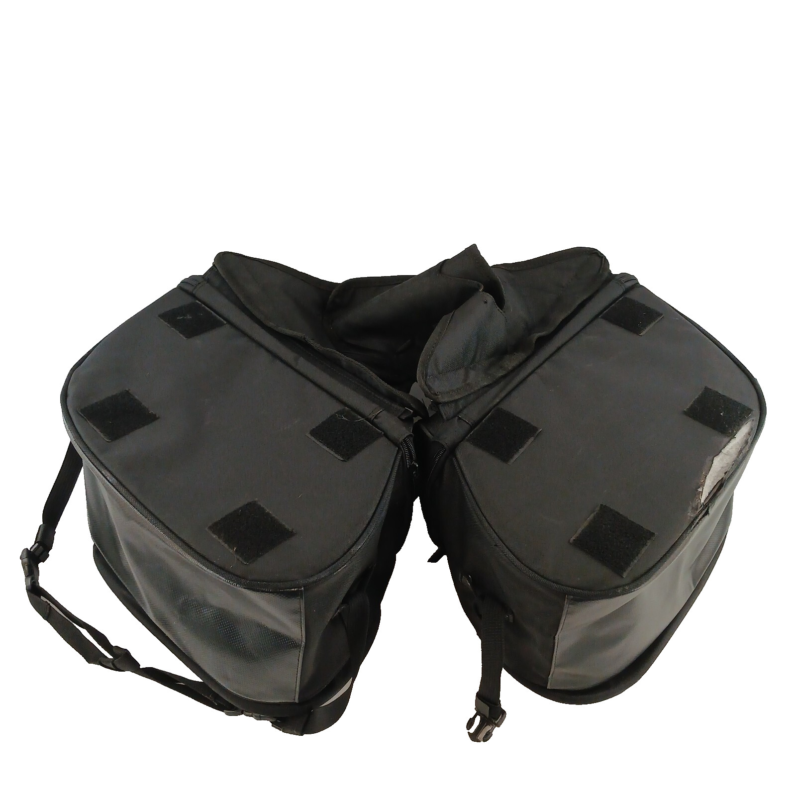 Tourmaster Motorcycle Saddlebags Black Nylon Expandable Soft Luggage ~ See Desc