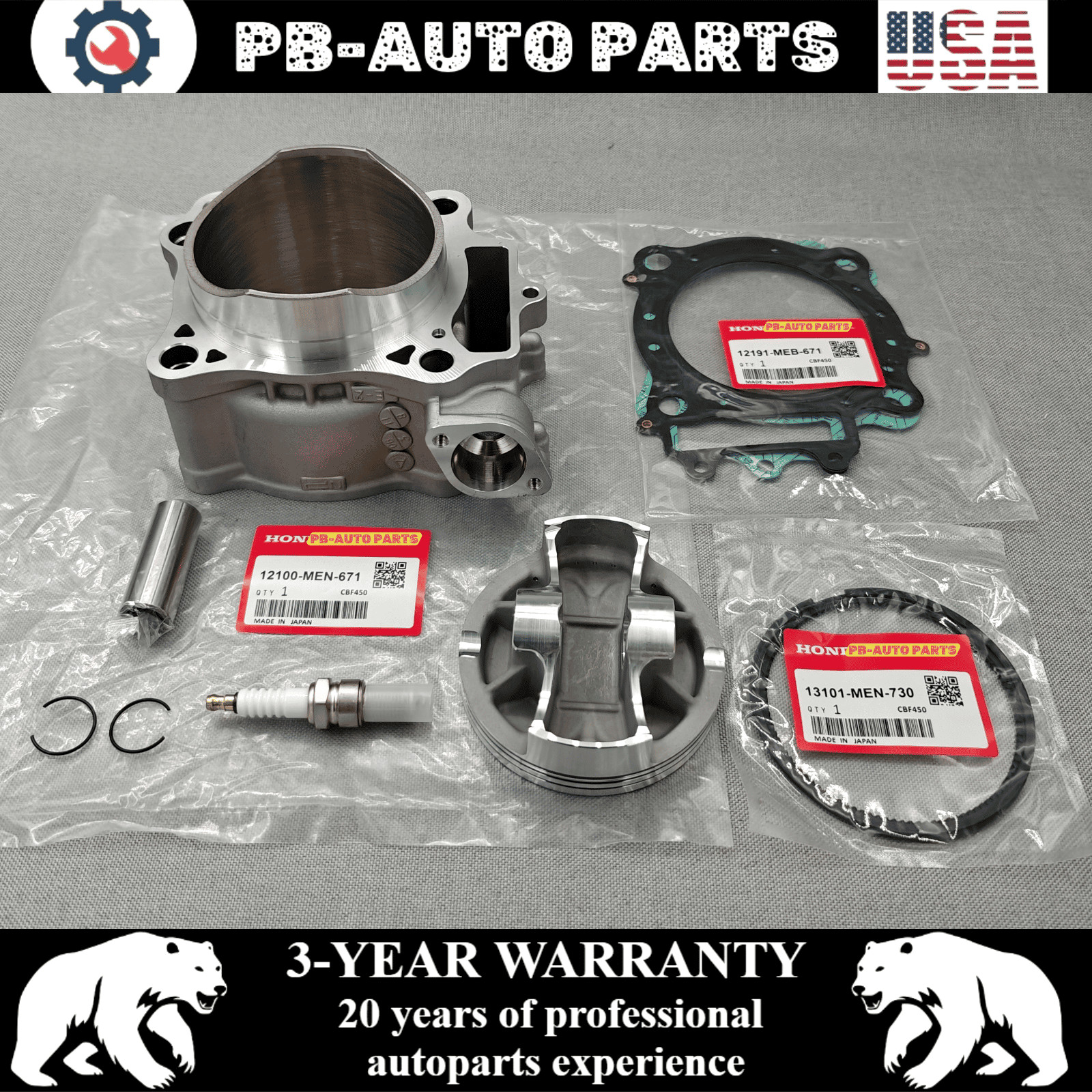 NEW OEM TOP END KIT W/ CYLINDER 96MM 12100-MEN-671 FOR 2002-2008 HONDA CRF450R
