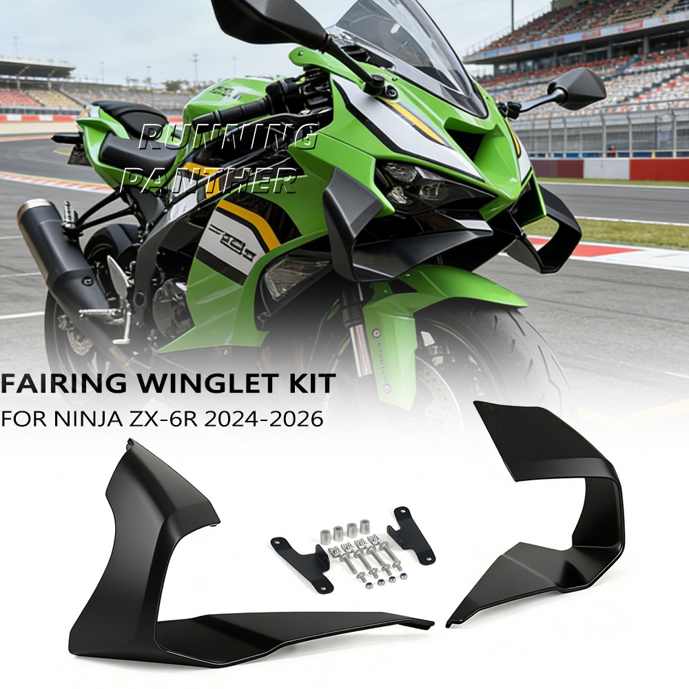 For Kawasaki ZX-6R 2024-2026 Front Spoiler Wing Aerodynamic Winglet Kit Fairing