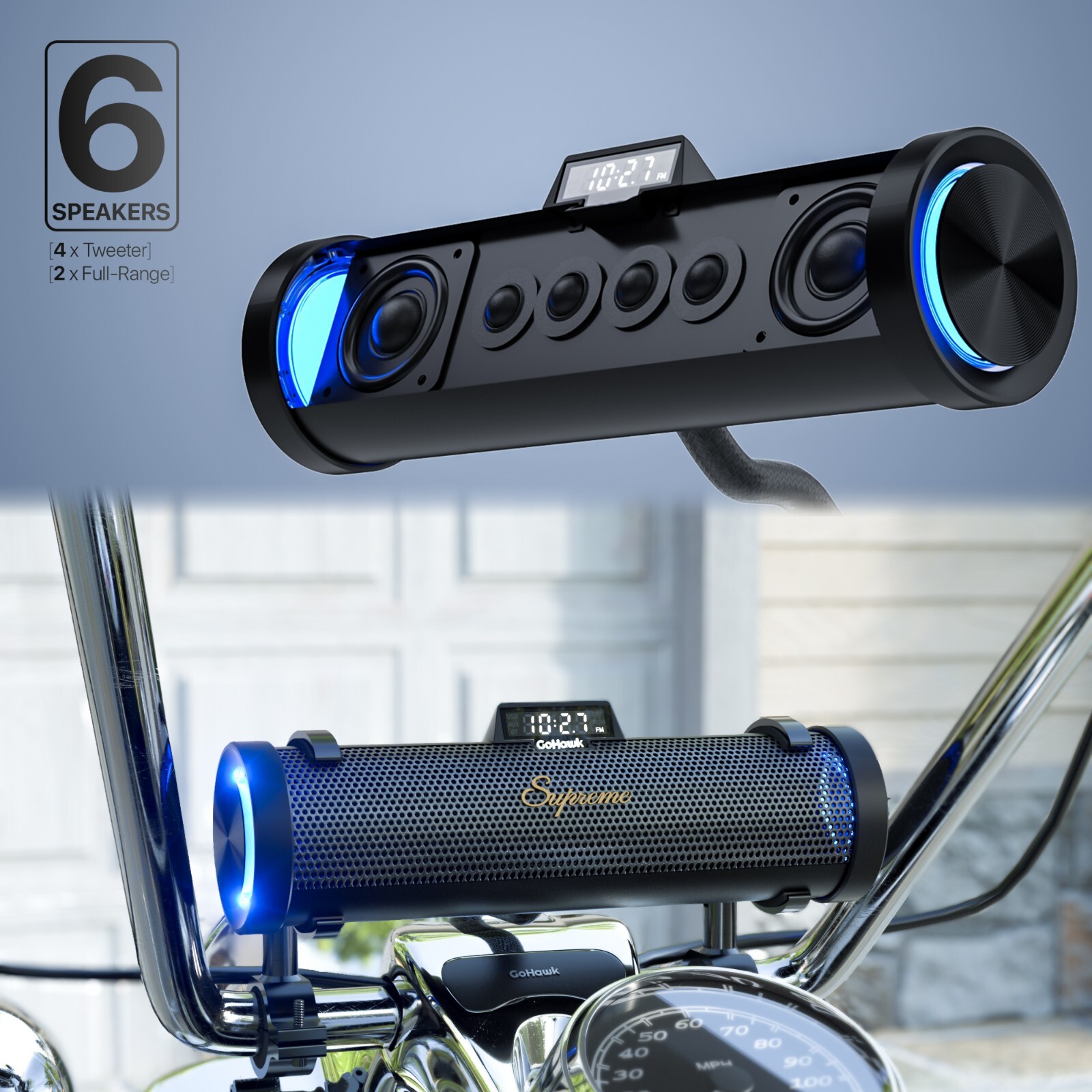 Waterproof Bluetooth Motorcycle Stereo 6 Speakers MP3 Audio Music System Radio