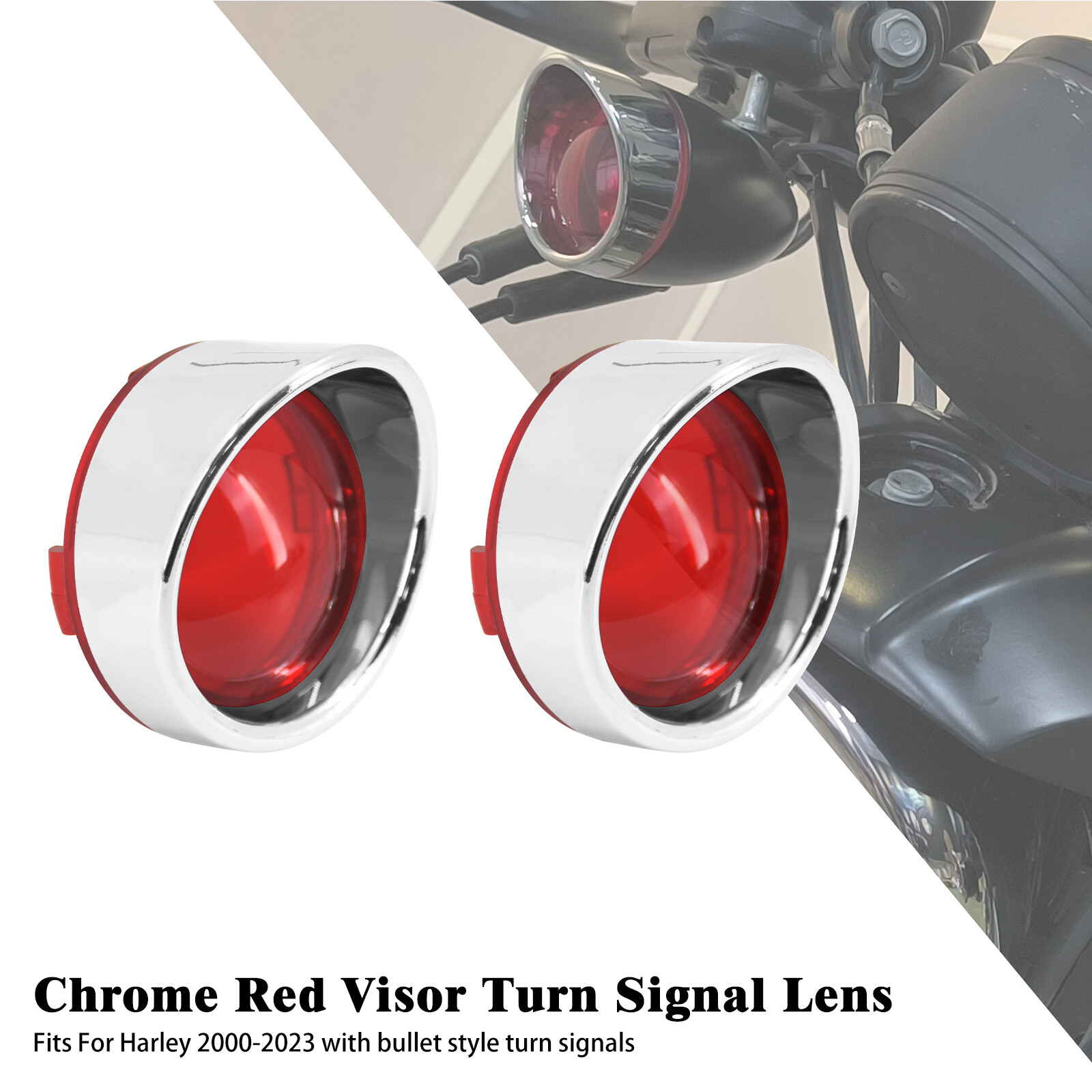 Chrome Turn Signal Light Visor Trim Ring Smoke Lens For Harley Sportster Softail