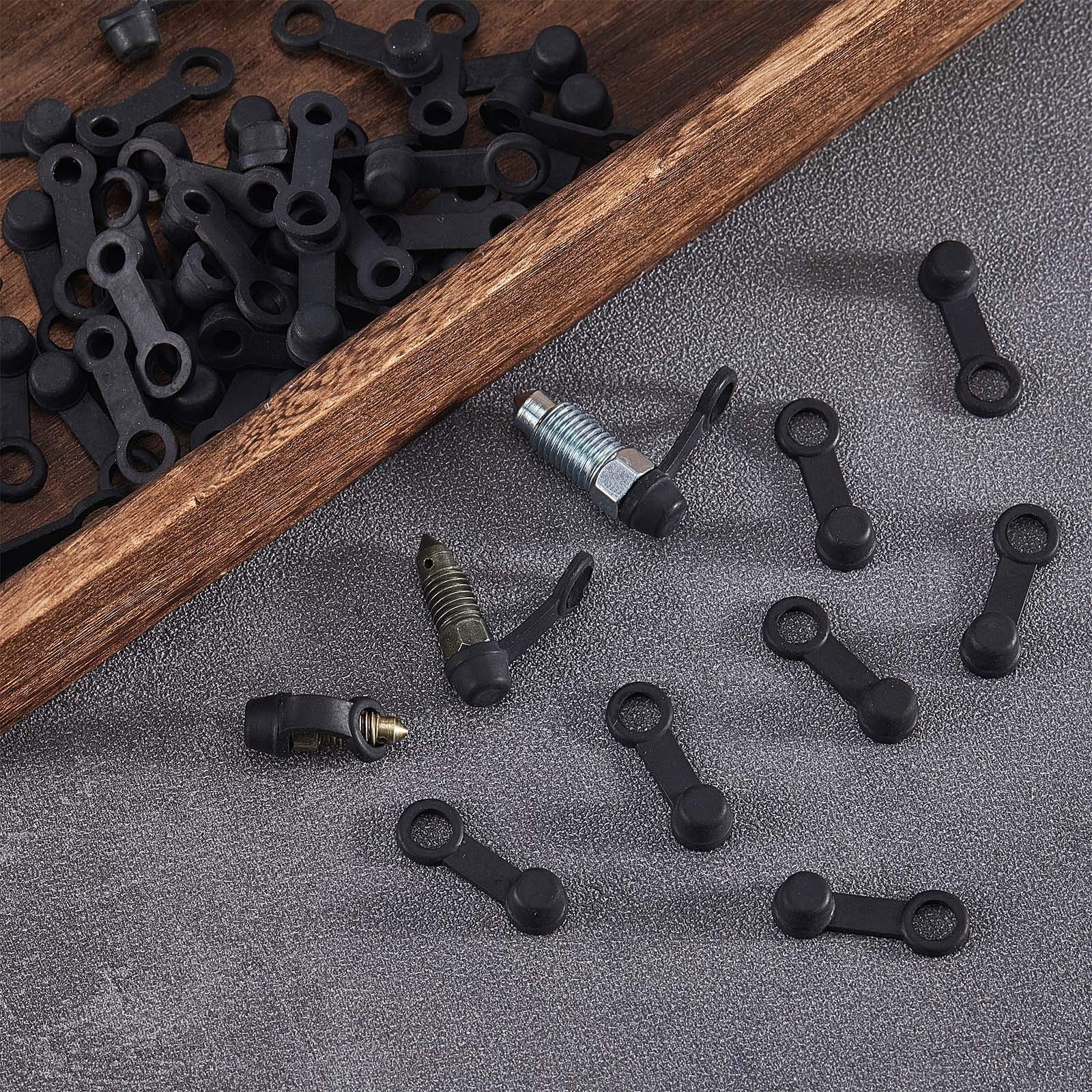 Frienda 50 Pack Brake Bleeder Cap Small Automotive 0.4 inches, black