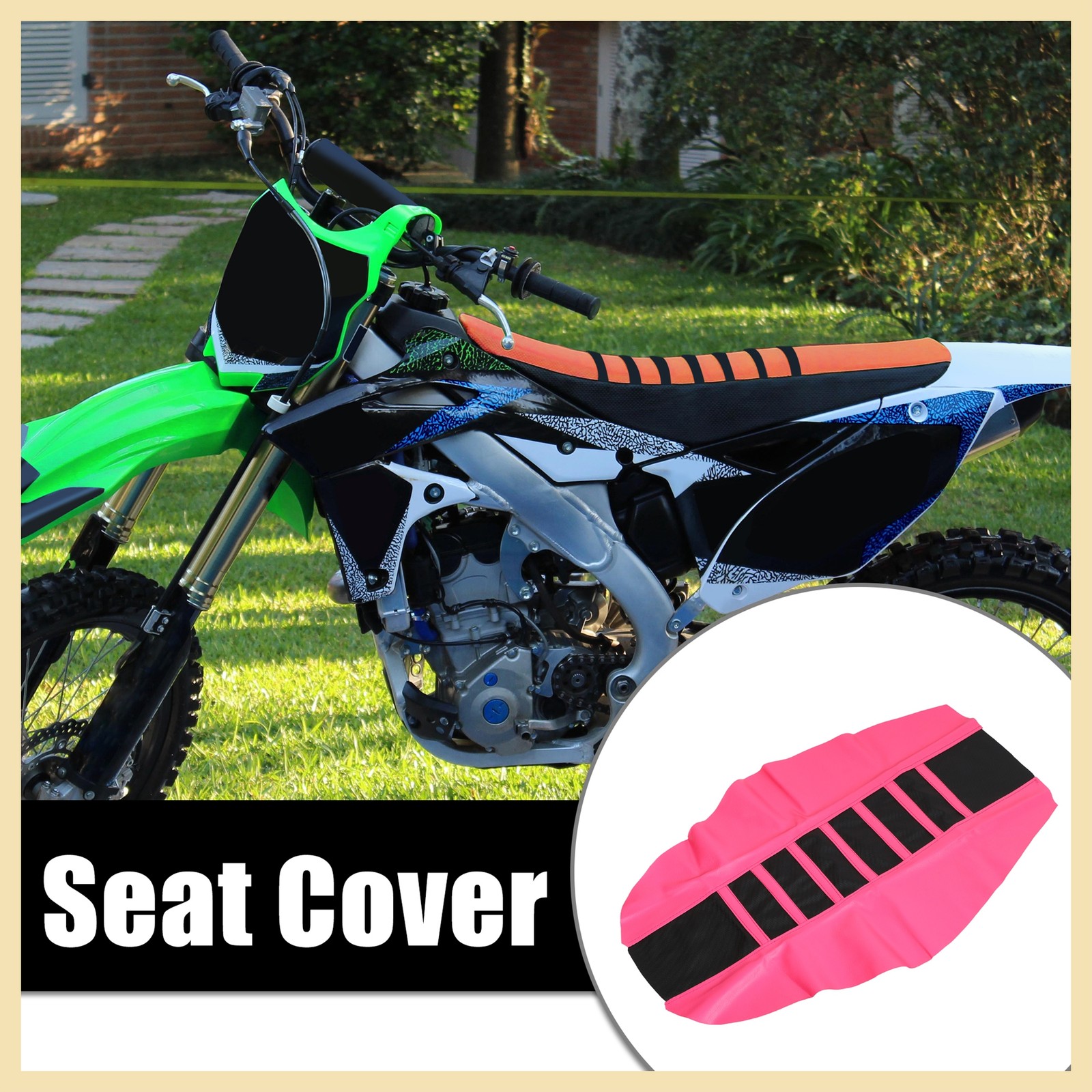 Motorcycle Pit Dirt Bike Faux Leather Soft Seat Covers Seat Cushion Pink Black