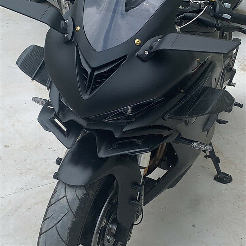 1Pair Motorcycle Side Winglets Air Deflector Wing Kit Spoiler Gloss Carbon Fiber