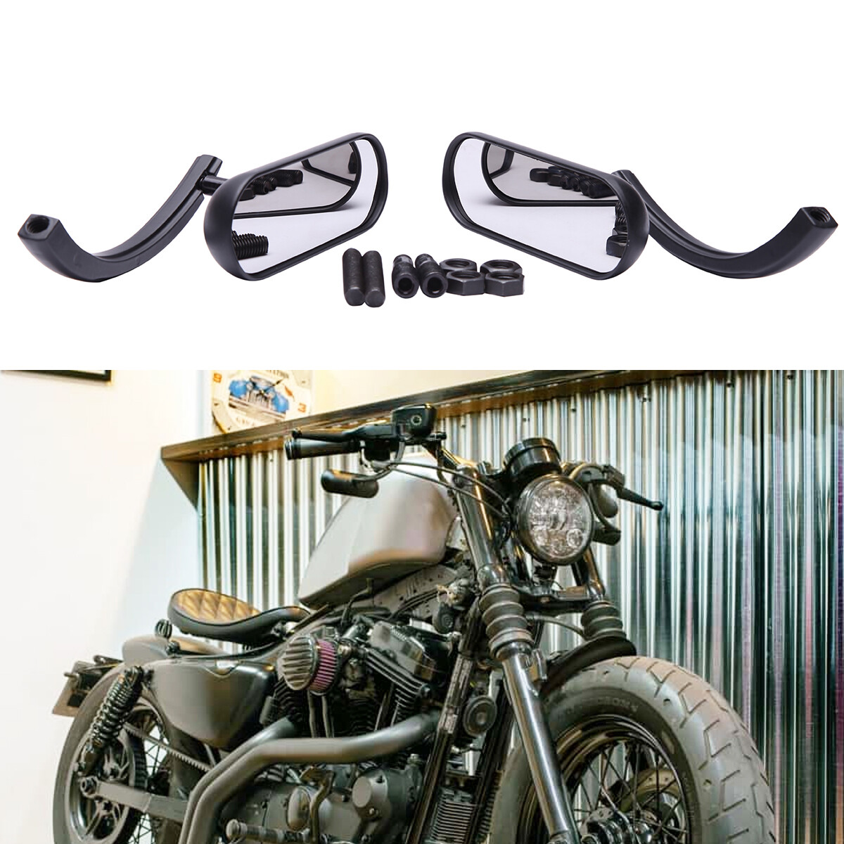 For Harley Sportster Iron 883 1200 48 72 Dyna Motorcycle Mirrors Black Rearview