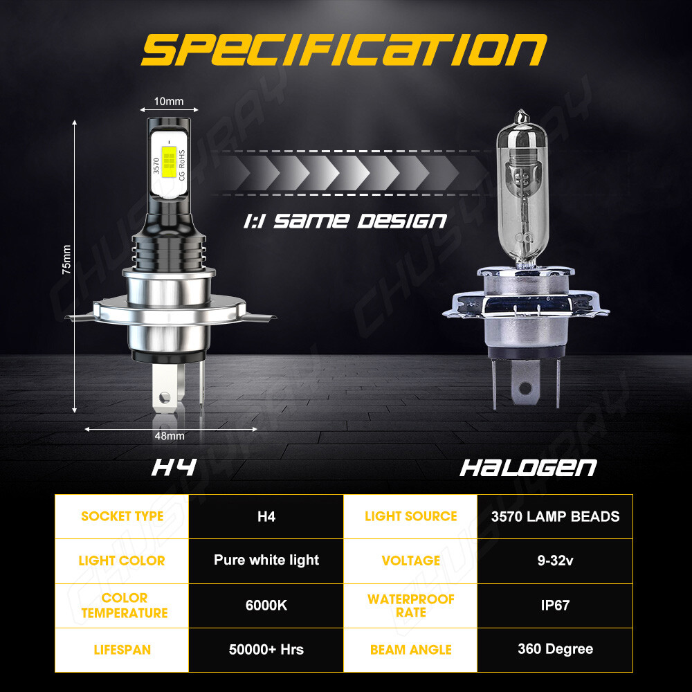 For Suzuki Burgman 400 2003-2006 AN400 2PC 9003 H4 LED Headlight Bulbs Kit 6000K