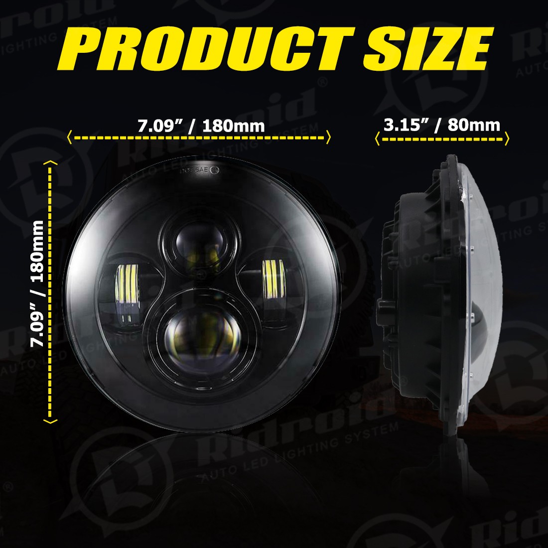 Black 7″ inch LED Projector Headlight+Fog Passing Lights Fit for Harley Touring